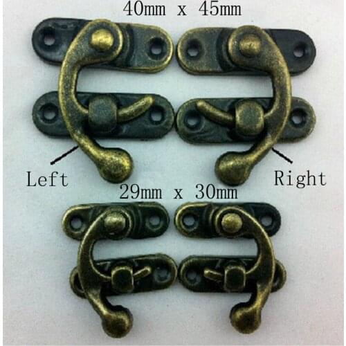 50Pcs 40 * 45MM box padlock hasp hook horns locked wooden wine gift box buckle medium shackle lock horns(Right and Left)
