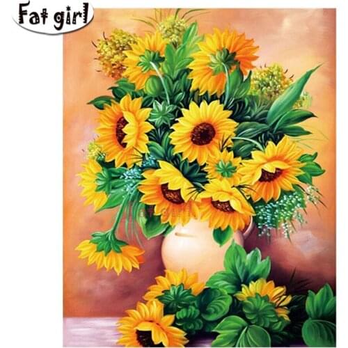 5D DIY full round diamond painting sunflower flower diamond embroidery square drill cross stitch mosaic rhinestone home decor