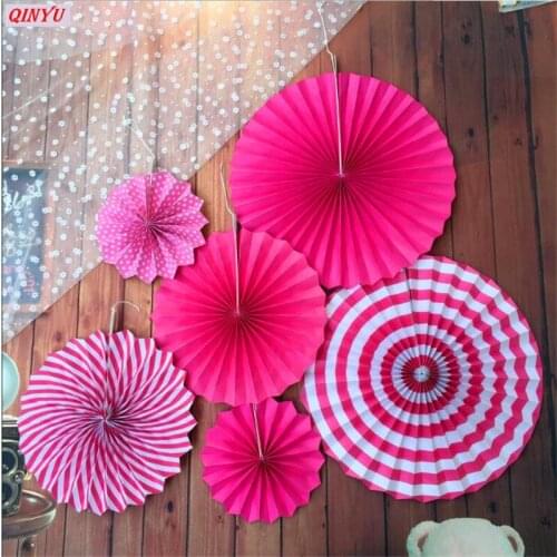 6pcs/Set Paper Flowers Fan Wall Sticker Happy Birthday Party 3D Decorative Paper Flowers Fan Wall Sticker Wedding Party Decor 8z