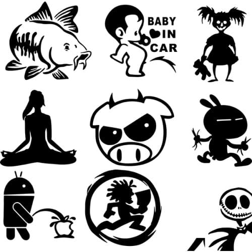 Car Sticker Carp Fish Animal Window Creative Personality Interesting Car Sticker Waterproof Cover Scratch Black/white, 15cm*14cm