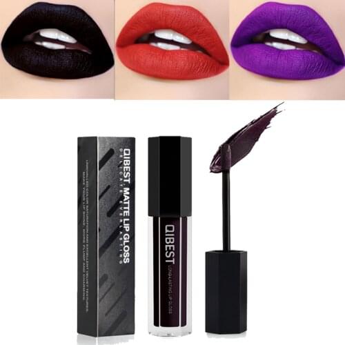 QiBest Brand Nutritious Matte Liquid Lip gloss long lasting lipgloss waterproof lipstick full professional makeup comestics