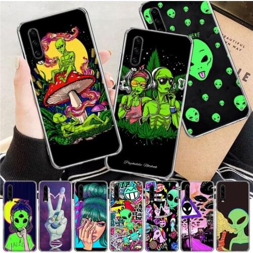 Aesthetics Cartoon alien space Soft Cover Phone Case For Huawei P30 P20 P10 P40 Mate 30 20 10 Pro Lite P Smart Z Plus + Customiz