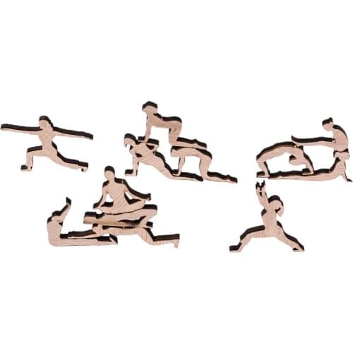 Wood Ornament, Yoga Man/ Cat Shaped Figurine Decorative Artware Desktop Decor for Home Office Shops Cat doll