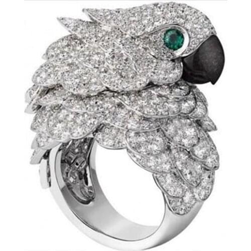 Creative Cute Full Crystal Owl Womens Ring Creative Party Wedding Engagement Animal Famale Rings Jewelry Accessories Size 5-10