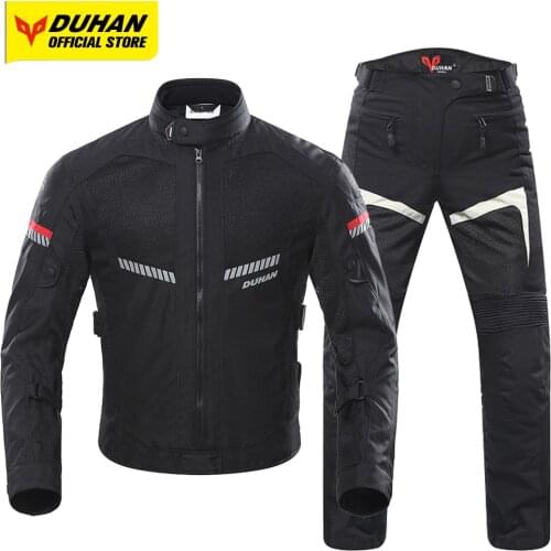 DUHAN Motorcycle Jacket Men Motocross Pants Elbow Protective Armor Mesh Fabric Waterproof Mountain Bike Cycling Summer Jacket