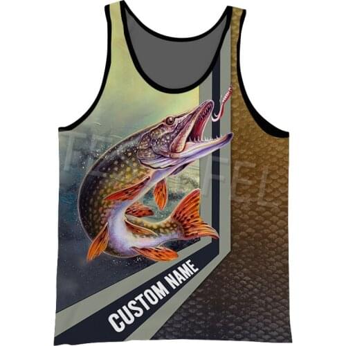 Tessffel Animal Bass Fishing Harvester 3D Printied Custom Name Summer New Harajuku Vest Casual Sleeveless Mens Top No.4