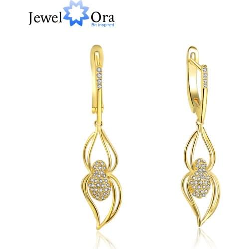 Fashion Double Loop Drop Earrings For Women Long Wave Dangle Earrings High Quality Wedding Jewelry (Jewelora EA103133)