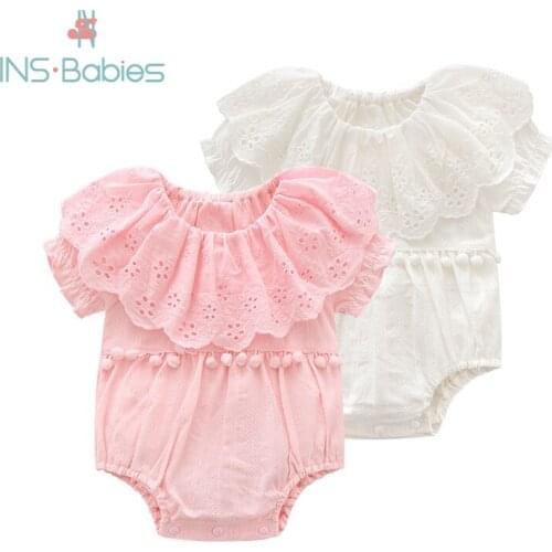 Newborn Girls Soft White Body Birthday Dresses Baby Costume Vestidos Infant Baby Short Sleeved Clothes Fashion Lace Lotus Cloth