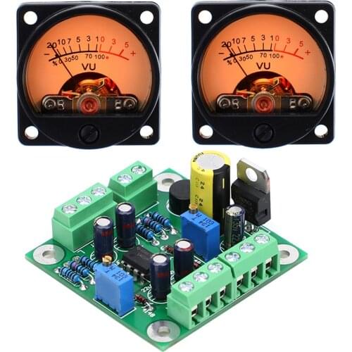 TZT VU Level Audio Meter Driver Board + 2pcs VU Meter Backlight DB Sound Pressure Meter 9V-20V AC Input