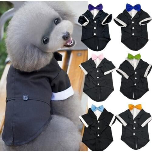 2020 Newest Hot Small Pet Dog Cat Clothing Prince Wedding Suit Tuxedo Bow Tie Puppy Clothes Coat Spring Autumn Costume Apperal