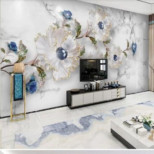 Papel de parede Modern embossed elegant jewels jewelry flower 3d wallpaper,living room TV wall bedroom wall papers home decor
