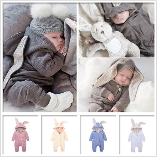 Baby Clothes Spring New Baby Jumpsuit Solid Color Cartoon Style Infant Childrens Clothing Newborn Hooded Climbing Suit