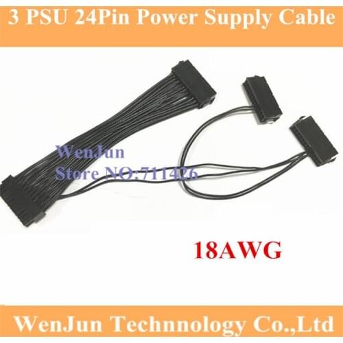 PCI-E express Power Cable ATX 24Pin 20+4Pin Triple 3 PSU Power Supply Cable CORD 18AWG Wire 20cm For BTC Miner Machine