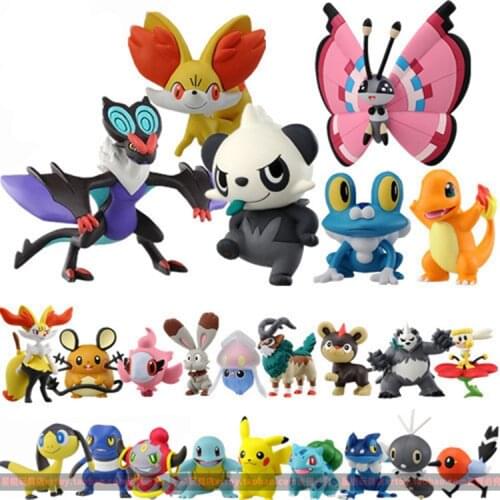 Pokemon Litten Popplio Mimikyu Mega Ampharos Hawlucha Dedenne Riolu Torracat Brionne Entei Emboar Samurott Action Figure Toys