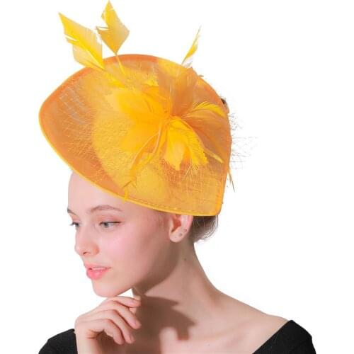 Lady Women Fascinator Chapeau Hair Clip Feathers Hat For Women Elegant Feather Mini Hat Wedding Party Accessory Sombrero Female