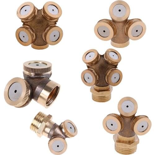 1Pc Brass Fog Misting Nozzle Connectors Garden Water Irrigation Sprinkler Fittings Micro Hole Thread Water Cooling Drip Sprayer