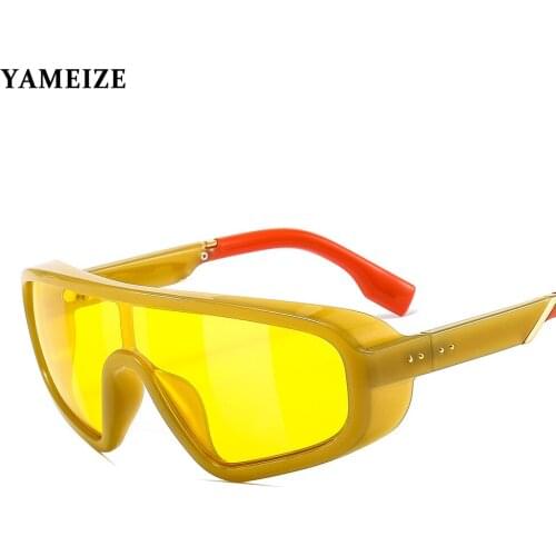 YAMEIZE Sport Sunglasses windproof Goggles One Piece Steampunk Sun Glasses Women Men Fashion Climbing Outdoor Sport Eyewear