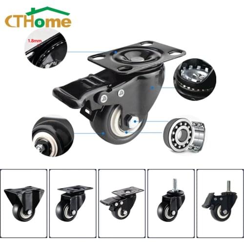 4Pcs Furniture Caster Heavy Duty Caster Wheels 1.5/2 Inch 360 Rotatable Screw Swivel with Brake Mute Trolley Directional Wheel