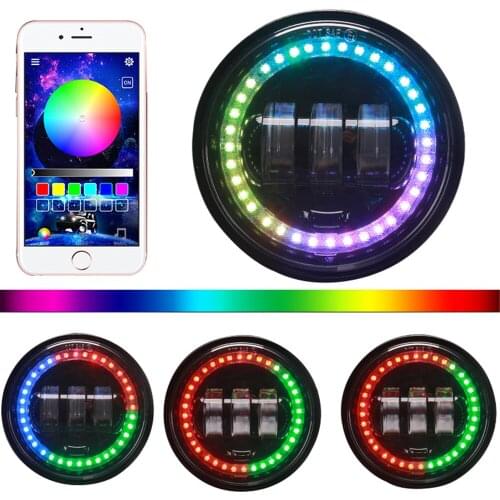 2pcs 4.5 inch Motorcycle Led Foglight DRL RGB Angel Eyes Turning Round Waterproof Auxiliary Passing Lamp For Harley Motorcycles