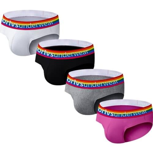 4 PCS/LOT Men Underwear Sexy Men Briefs Cotton Male Panties Cueca Tanga Comfortable Underpants Breathable U Convex For Gay