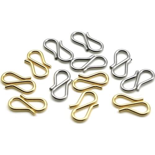 7x13mm 50PCS Stainless Steel Necklace Clasp Jewelry End Clasp Hook Connector for Necklace Bracelet DIY Jewelry Making Supplie