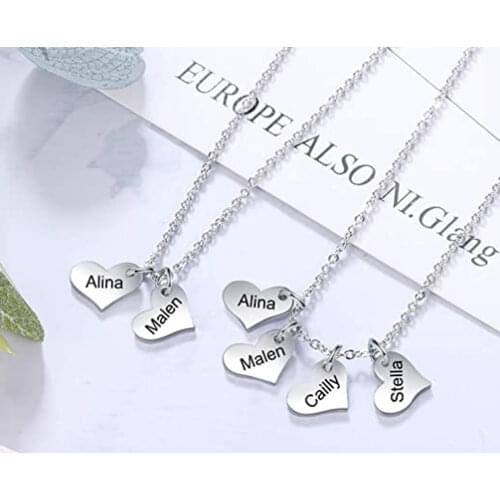MumuXing Love Pendant Necklace Customized Name Gold Family Nameplate Lady Charm Necklace Couple Matching Jewelry Fashion Gift
