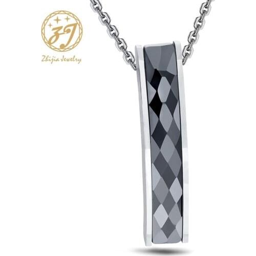 Zhijia New Fashion Pendant Necklace Charm Pendants With Black Ceramics Stainless Steel Necklace for women&men Free Shipping