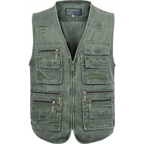 New Male Casual Summer Big Size Cotton Sleeveless Vest With Many 16 Pockets Men Multi Pocket Photograph Waistcoat 7XL