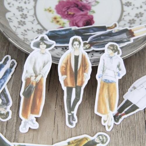 17pcs Korean Fashion Girl Lady Girls Scrapbooking Stickers Decorative Sticker DIY Craft Photo Albums Decals Diary Deco