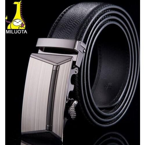 [MILUOTA] 2018 Genuine leather belt men alloy automatic buckle men belts luxury crocodile grain pattern ceinture WN023