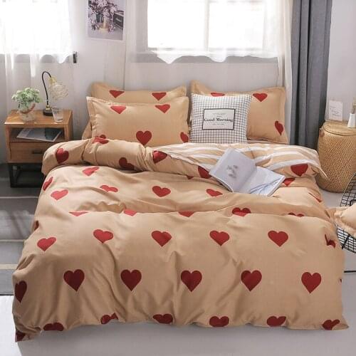 2021 fashion bedding set Pink love A/B double-sided pattern Simplicity Bed sheet, quilt cover pillowcase 3/4pcs