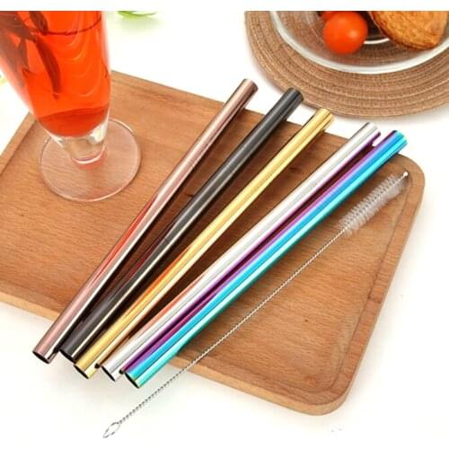 4Pcs 304 Stainless Steel Straw Reusable Metal Straws Set 12mm Diameter Bubble Tea Milkshake Drinking Boba Straw with 2pcs Brush