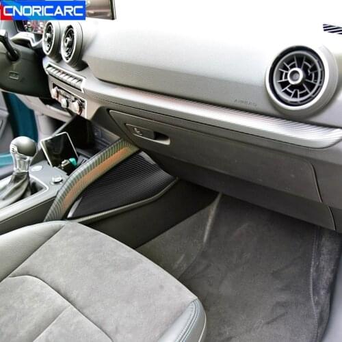 Car Console Water Cup Holder Side Panel Decoration Cover Trim For Audi Q2 2018-2021 LHD Carbon Fiber Color Interior Modified