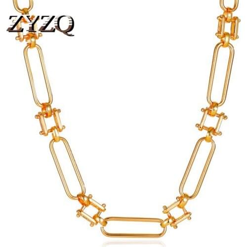 ZYZQ Punk Gold Color Chain Choker Necklaces For Women Geometric Pendant Necklaces Thick Female Fashion Jewelry Gifts 2020