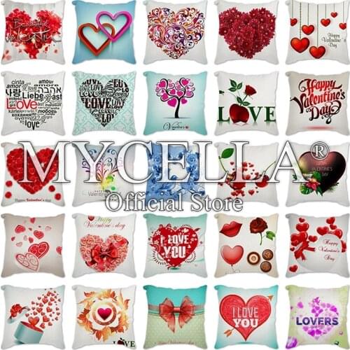 Valentines Day Present Heart Pillow Case 45*45 Cushion Cover Dekorative Zierkissen Polyester Letters Gift Home Sofa Decoration