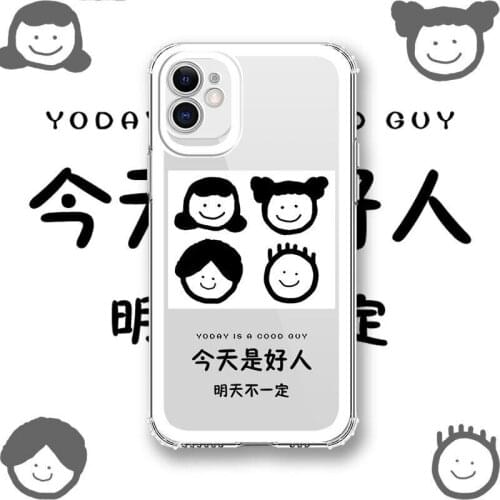 Funny cute smiley face boy girl phone case for iphone x xsmax xr se2020 6s 6 7 8 plus 12 mini 11 pro max shockproof back cover
