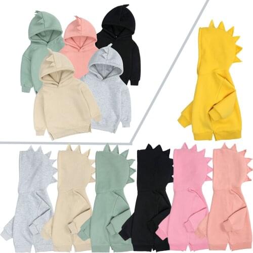 2021 Kids Tales New Arrival Spring Warm Fleece Kids Hoodies Dino Baby Boys Girls Hoody Older Children Pullover Outerwear 6M-4YY