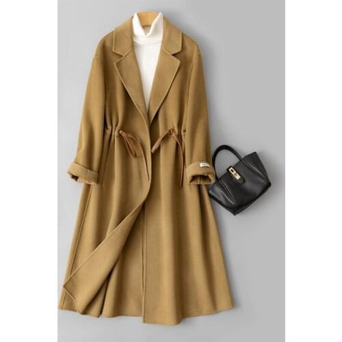 Double Sided Cashmere Overcoat Womens Mid Long 2021 New Korean High End Loose Hepburn Fashionable Woolen Overcoat Winter
