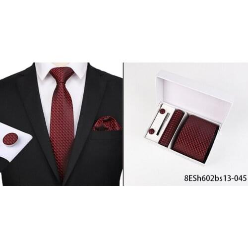 New fashion pattern tie men 8cm silk tie suit men wedding formal occasion tie handkerchief cufflinks 3 piece set