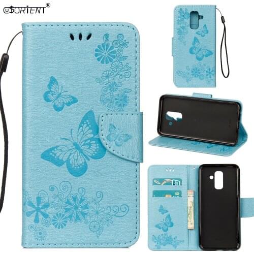 Leather Case For Samsung Galaxy A6+ A6 Plus J8 2018 Jean Flip Wallet Cover A605 J810 SM-J810F/DS SM-A605FN/DS Stand Bumper Bags