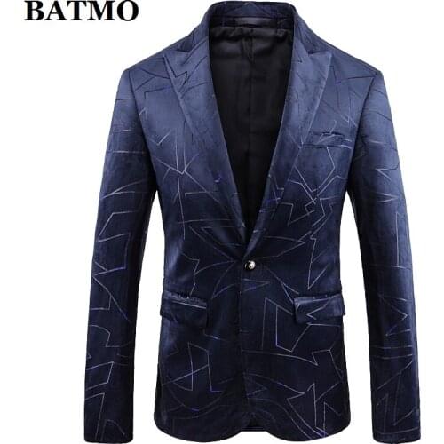 BATMO 2020 new arrival spring fashion velvet casual blazer jackets men ,mens velvet jackets ,1921