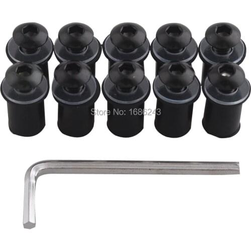 10 pcs Motorcycle M5 Aluminum Alloy Windscreen Windshield Bolts Screw Set 5mm x 19mm Black Custom New