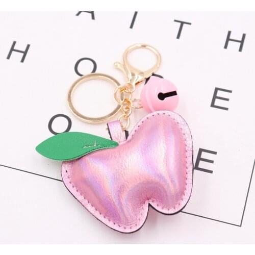 New Keychain PU leather bag pendant Creative Gifts Apple Keychain Key Ring Trinket car key ring car key ring
