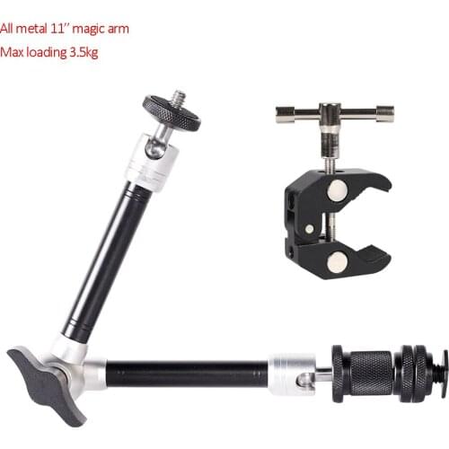 All Metal Adjustable Articulated 11" Camera Magic Arm Super Clip Crab Clamp For Camcorder,Monitor, Flash Lighting Stand, DSLR