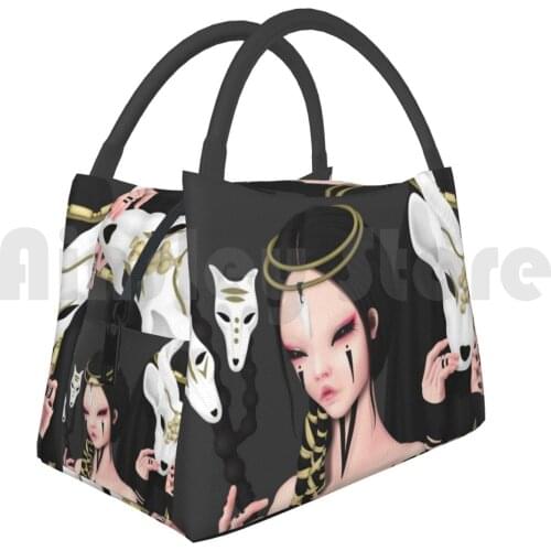 Portable Insulation Bag Amita And The Oracle Witch Oracle Hellhound Tribal Tattoo Ritual Black And White