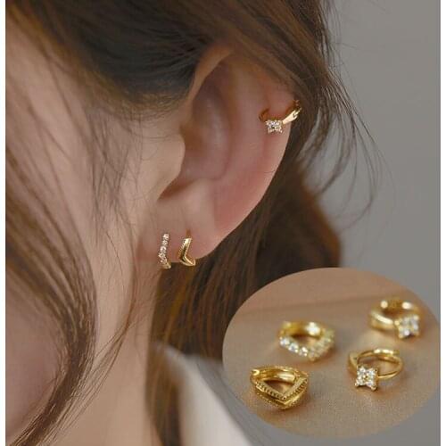 Luxury Gold Zircon Inlaid Hoop Earrings For Women Girls Elegant Exquisite Korean Earrings Hoops Party Wedding Fashion Jewelry