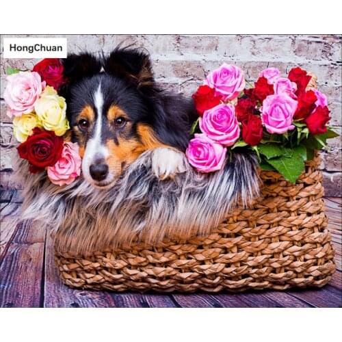 Cute dog 5D DIY square/round diamond painting cross stitch needlework mosaic diamond thorn show home decoration new year gift