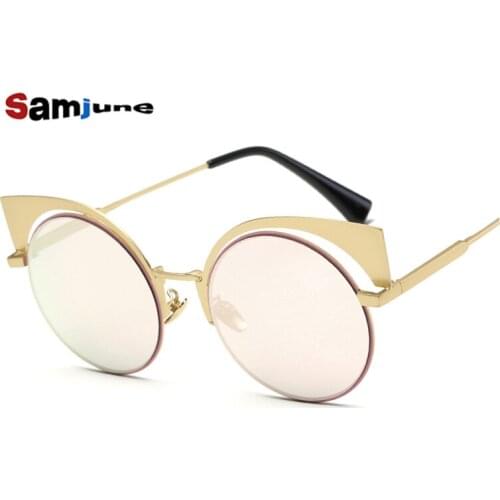 Sexy new cat eye sunglasses 2016 woman 6 color metal oversized eye cat sunglasses women brand 2016 uv mirror lentes de sol