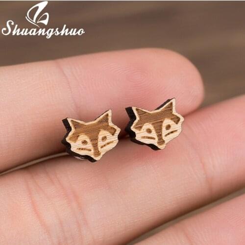 Shuangshuo Fox Earrings for Girls Cute Little Fox Heads Stud Post Earrings Female Nickle Free Accessories Earrings brincos