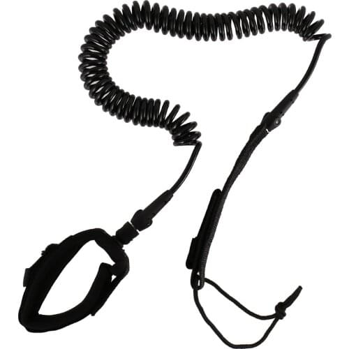 Super Strong 4ft Surfboard Leash Surfing Stand Up Paddle Board Leash Coiled Cord Water Sports TPU Surfing Replacement Black